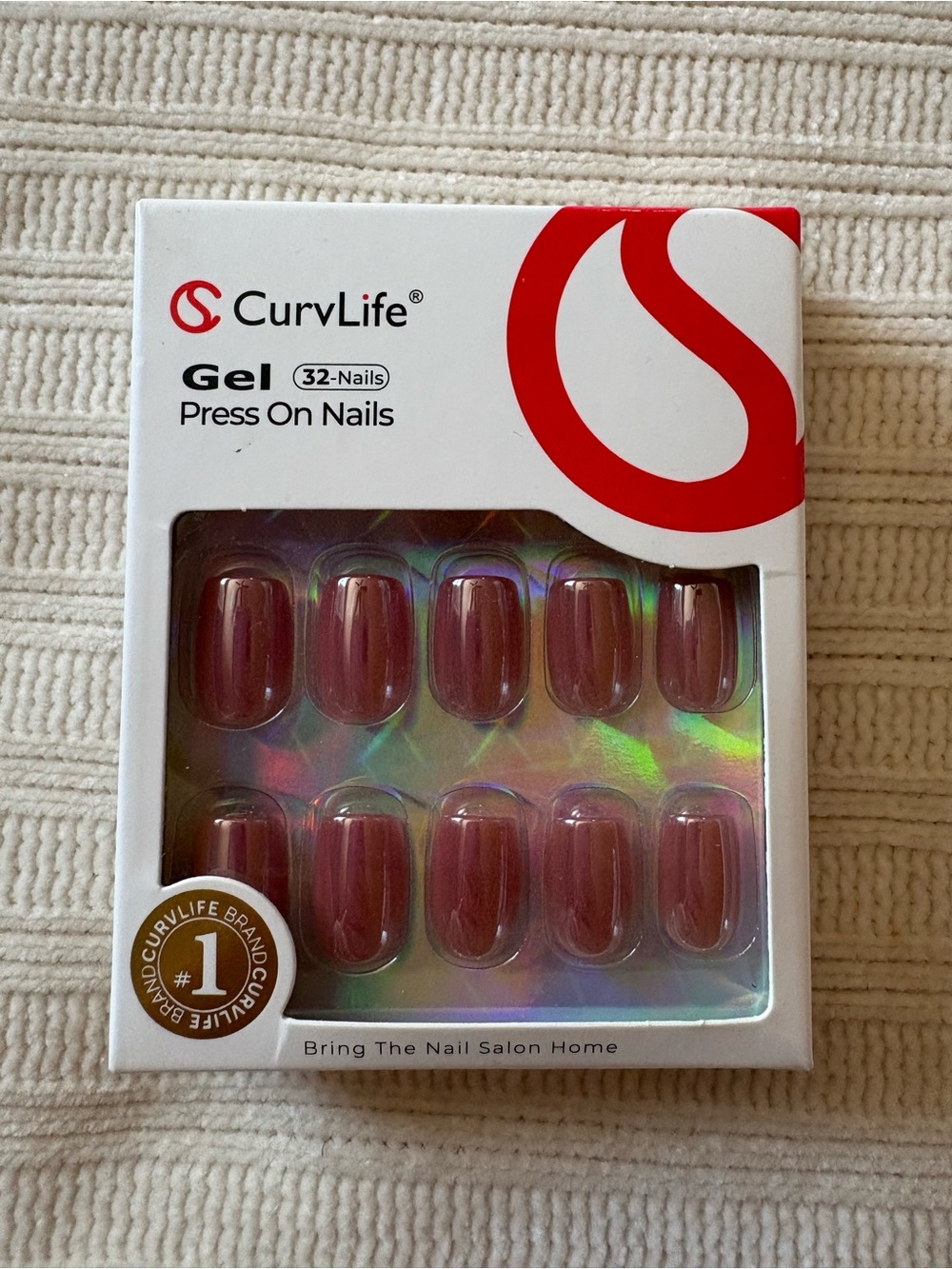 Curvlife Gel Press On Nails Shinny Chrome Mauve Pink